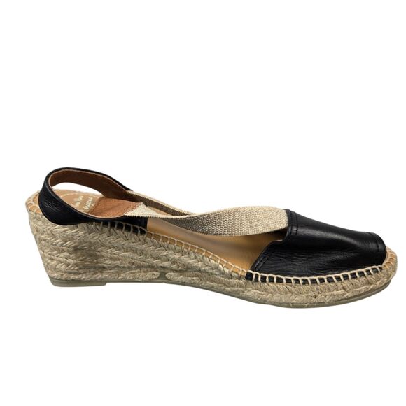 Toni Pons Teidi-P Balck Tan Espadrille Wedge Sandals Sz 41 US 10 Open Toe - Picture 7 of 14